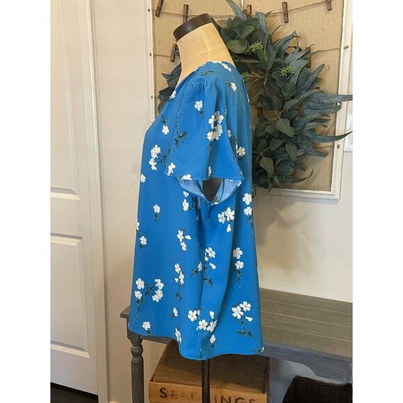HILARY RADLEY Blue floral Top size XXL 2XL - Picture 3 of 8
